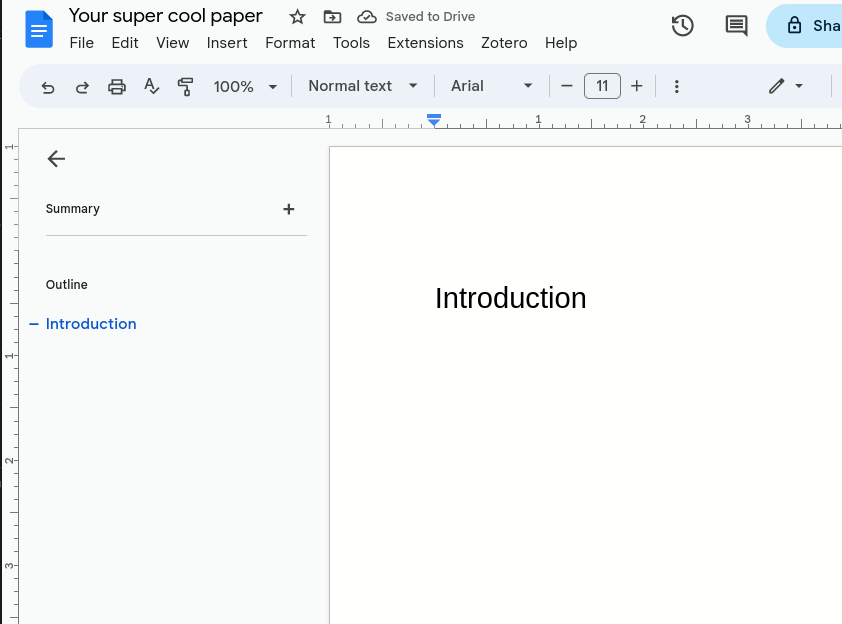 Animated gif of: 1) highlighting the word ‘Introduction’ in a Google Doc; 2) clicking the - sign next to the font size to decrease the size of ‘Introduction’; 3) selecting ‘Heading 1’ from the main bar; 4) hovering of ‘Heading 1’ in the list of headings; 5) selecting ‘Update Heading 1 to match’